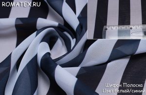 Ткань для рукоделия
 Шифон полоска цвет темно-синий/белый