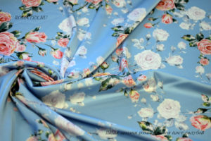 Ткань для рукоделия
 Армани шелк роза кустовая цвет голубой