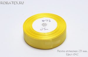 Ткань атласная лента 25мм 003 светло-желтая